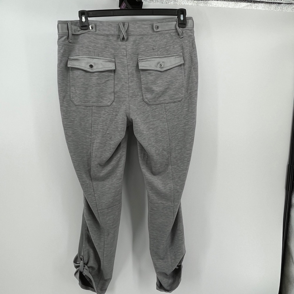 White House Black Market WKND The Straight Crop Gray Satin Trim Pants Size 12 - Picture 5 of 11